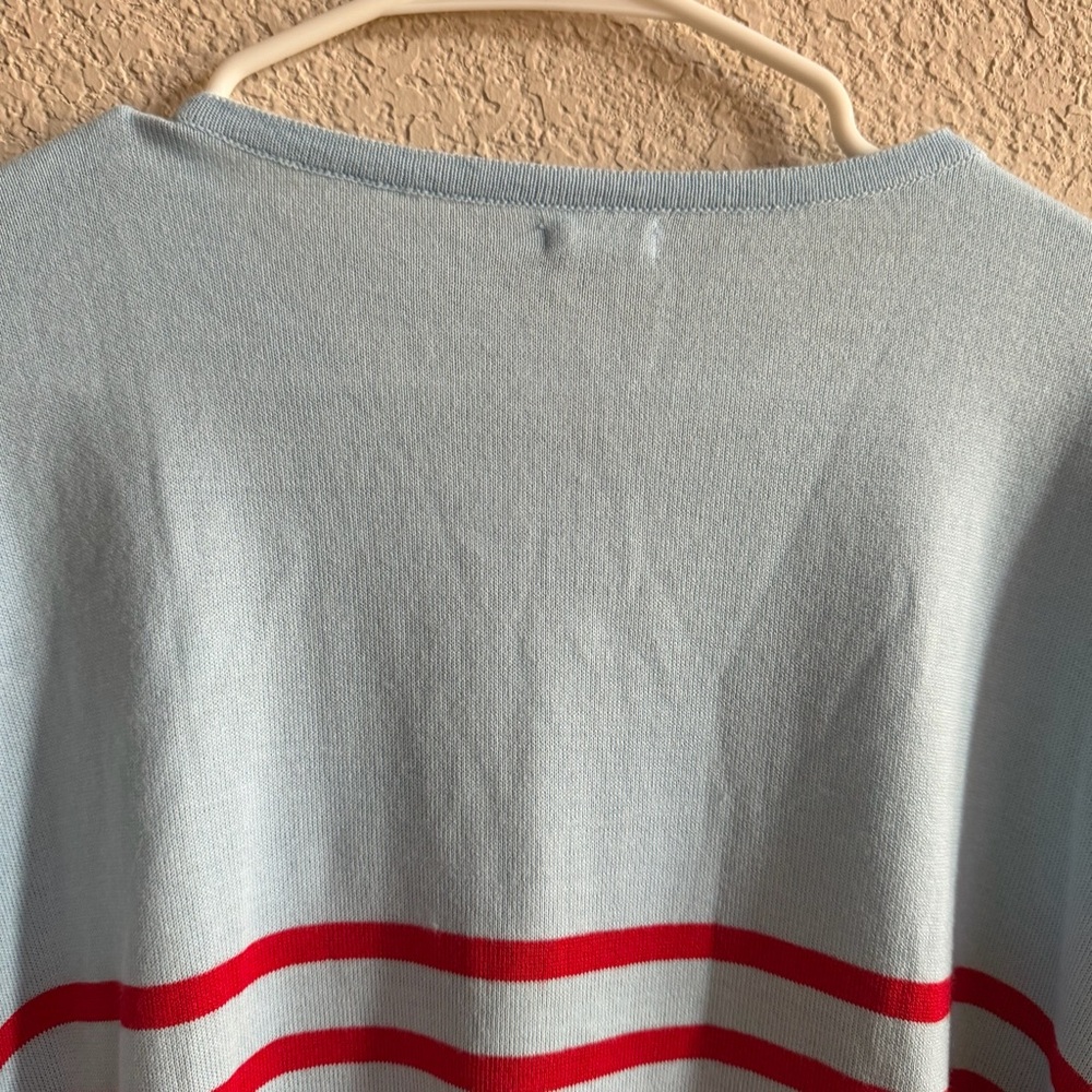 Mersea Light Blue and Red Striped Crewneck Sweater. In excellent condition. - Picture 10 of 12